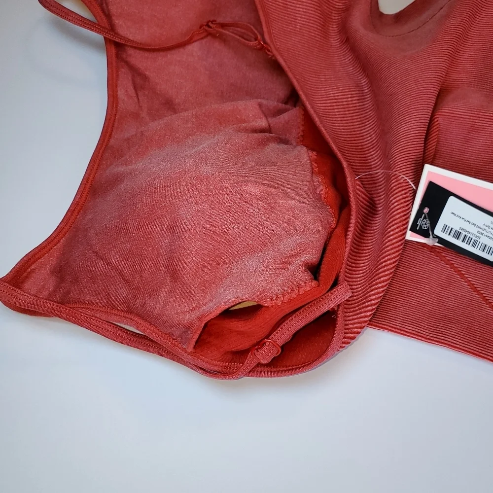 NWT PrettyLittleThing Red Acid Wash Seamless Gym Unitard Sz XXL